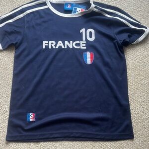 Blue and White France Soccer Jersey with Number 10